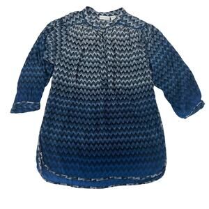 Soft Surroundings tunic top size medium blue chevron blouse rayon